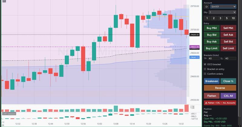 CustomChart candlestick chart with Volume Profile and the integrated Trader panel