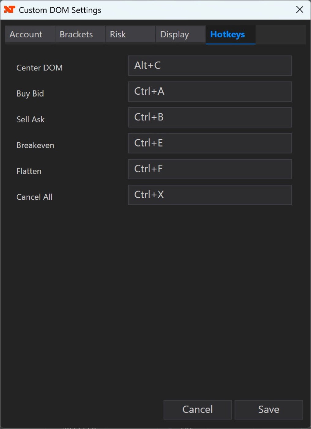 Hotkey settings tab with configurable keyboard shortcuts
